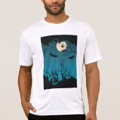 Spooky Halloween Night Volle Maan en Vliegende Vle T-shirt (Voorkant)