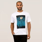 Spooky Halloween Night Volle Maan en Vliegende Vle T-shirt (Voorkant volledig)