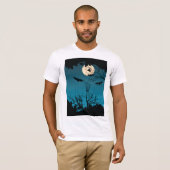 Spooky Halloween Night Volle Maan en Vliegende Vle T-shirt (Voorkant volledig)
