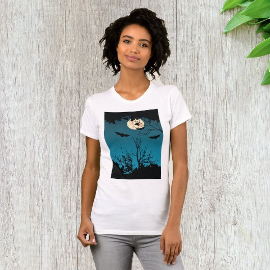 Spooky Halloween Night Volle Maan en Vliegende Vle T-shirt