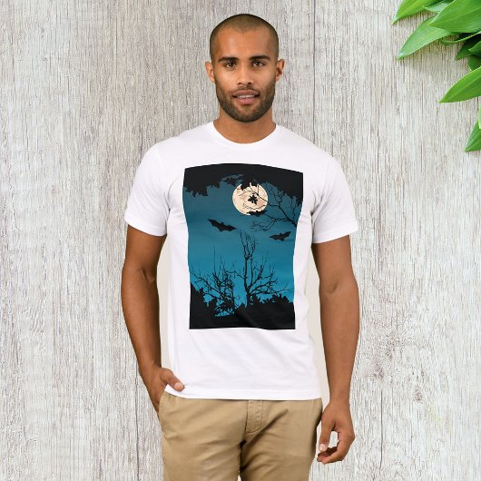 Spooky Halloween Night Volle Maan en Vliegende Vle T-shirt