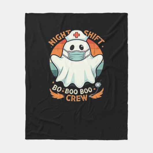 Spooky Halloween Nurse Funny Ghost Kostuum Boo Boo Fleece Deken (Voorkant)