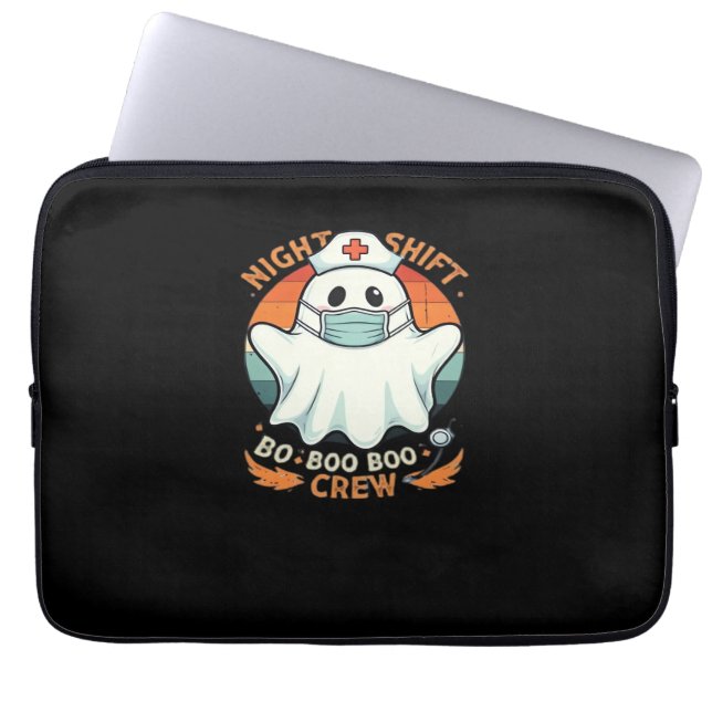 Spooky Halloween Nurse Funny Ghost Kostuum Boo Boo Laptop Sleeve (Voorkant)