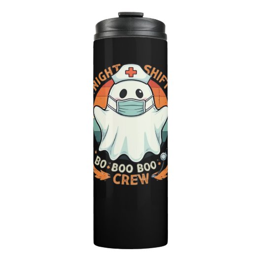 Spooky Halloween Nurse Funny Ghost Kostuum Boo Boo Thermosbeker (Voorkant)