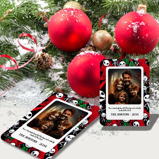 Spooky Halloween ontmoet kerstfotomagneet Magneet