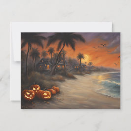 Spooky Halloween op het strand - Blank Notecard Kaart