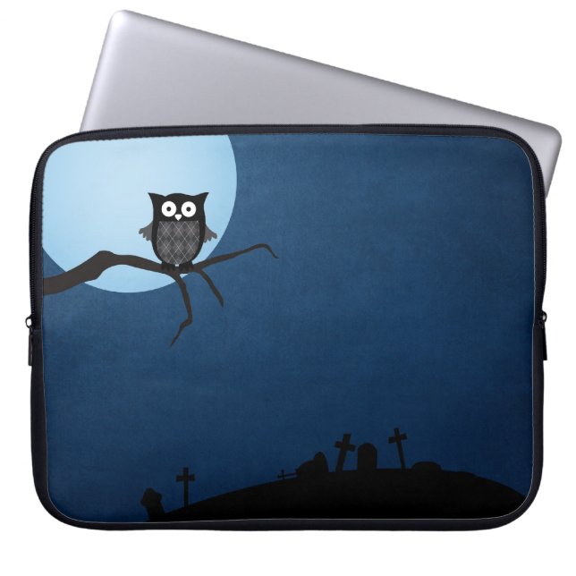 Spooky halloween owl laptop sleeve (Voorkant)