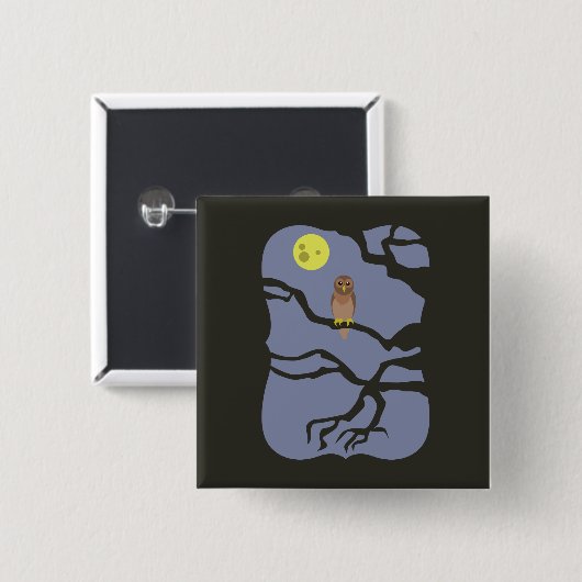 Spooky Halloween Owl Vierkante Button 5,1 Cm (Voorkant /achterkant)