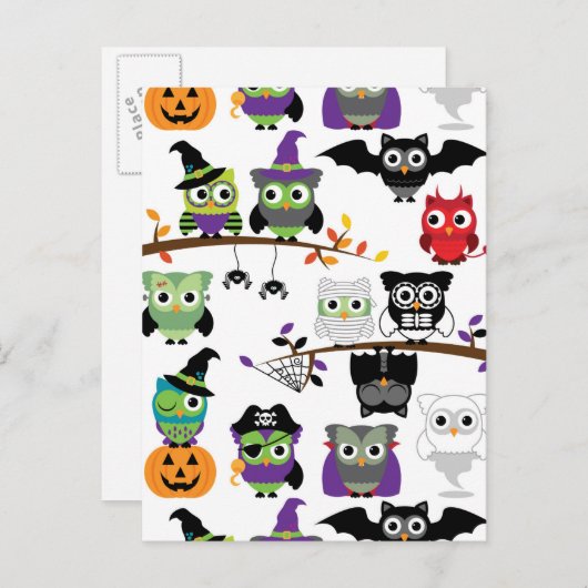 Spooky Halloween Owls Briefkaart (Voorkant / Achterkant)