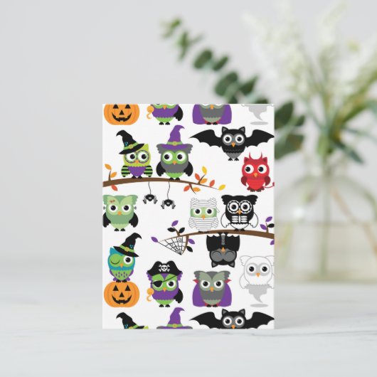 Spooky Halloween Owls Briefkaart (Staand voorkant)