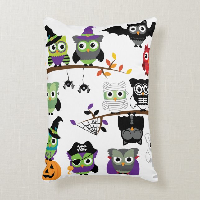 Spooky Halloween Owls Decoratief Kussen (Voorkant(Verticaal))
