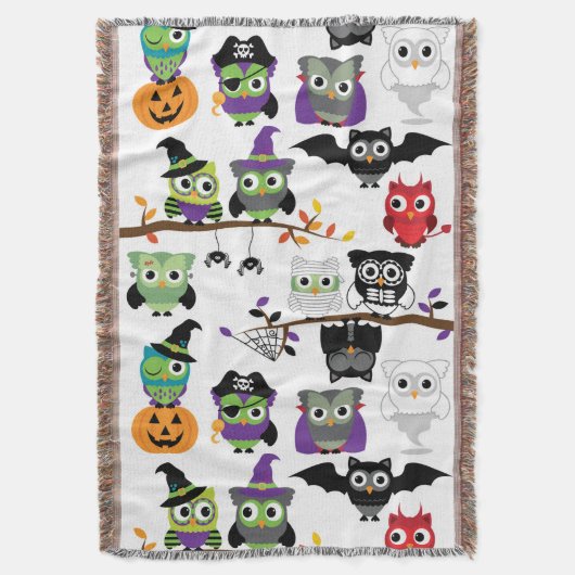 Spooky Halloween Owls Deken (Voorkant Verticaal)