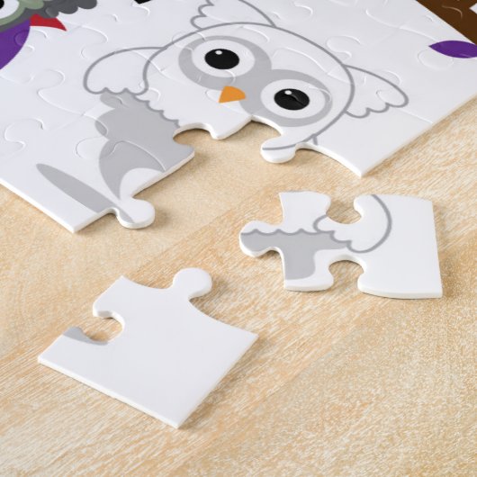 Spooky Halloween Owls Legpuzzel (Zijkant)