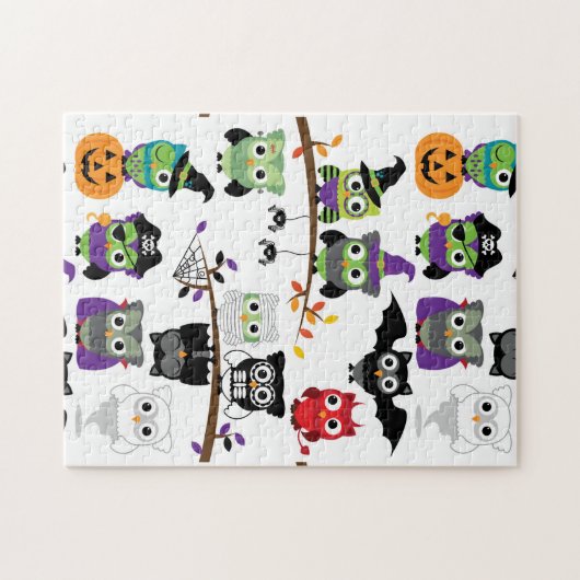 Spooky Halloween Owls Legpuzzel (Horizontaal)