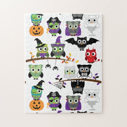 Spooky Halloween Owls Legpuzzel (Verticaal)