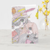 Spooky Halloween paar gekleurde potlood tekening Kaart (Gele Bloem)