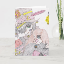 Spooky Halloween paar gekleurde potlood tekening Kaart