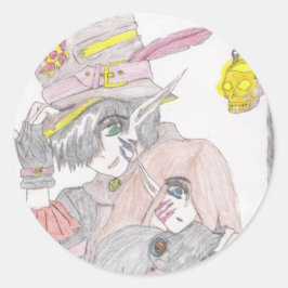 Spooky Halloween Paar Tekenen Ronde Sticker
