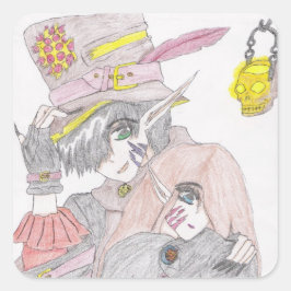 Spooky Halloween Paar Vierkante Sticker