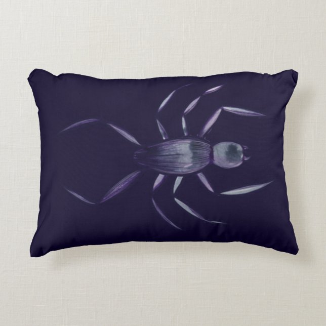 Spooky Halloween Paarse Spider Art Accent Kussen (Voorkant)