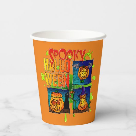 Spooky Halloween Papieren Bekers (Achterkant)