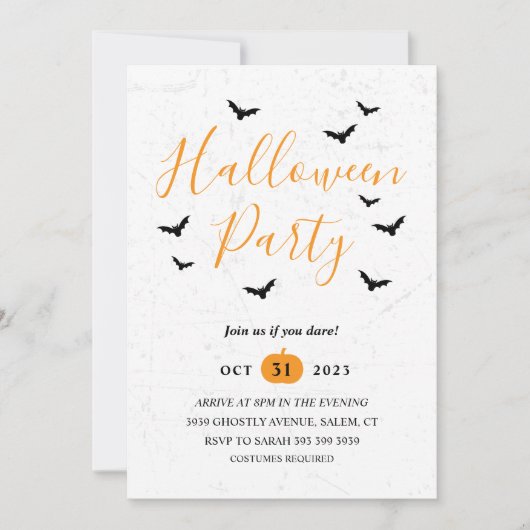 Spooky Halloween Party Bats Uitnodiging (Voorkant)