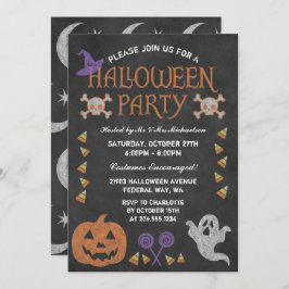 Spooky Halloween Party Chalkboard Uitnodiging