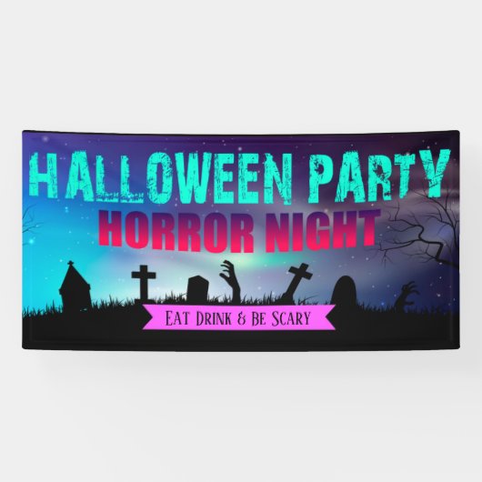Spooky Halloween party eet drink eng Spandoek (Horizontaal)