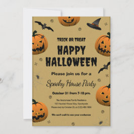 Spooky Halloween Party - Flat Holiday Kaart
