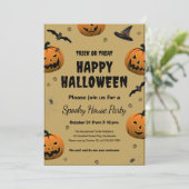 Spooky Halloween Party - Flat Holiday Kaart (Staand voorkant)