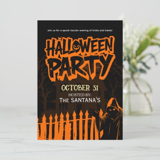 Spooky Halloween Party Flyer Uitnodiging (Staand voorkant)