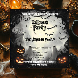 Spooky Halloween Party - Geesten en pompoenen Kaart
