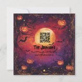 Spooky Halloween Party - Glowing Jacks & Spiders Kaart (Achterkant)