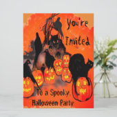 Spooky Halloween Party Goblins Pompoenen Blackbird Kaart (Staand voorkant)