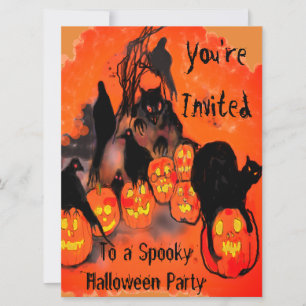 Spooky Halloween Party Goblins Pompoenen Blackbird Kaart