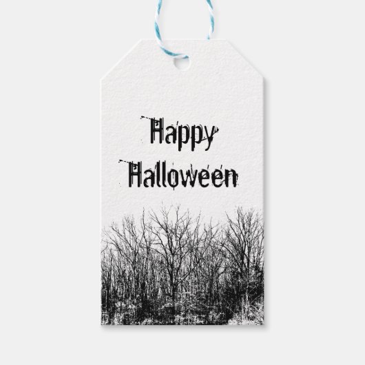 Spooky Halloween Party gothic Black White Cadeaulabel (Voorkant)