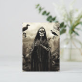 Spooky Halloween Party Gothic Skeleton Graveyard Briefkaart (Staand voorkant)