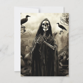 Spooky Halloween Party Gothic Skeleton Graveyard Briefkaart