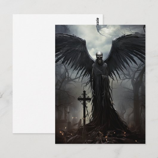 Spooky Halloween Party Gothic Skeleton Graveyard Briefkaart (Voorkant / Achterkant)