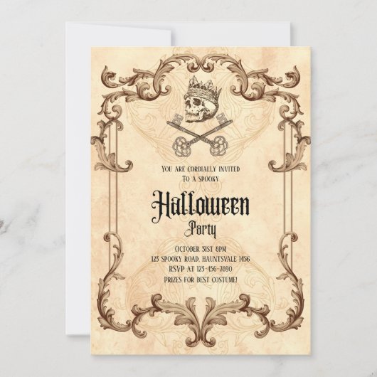 Spooky Halloween Party Gothic Skull Kaart (Voorkant)