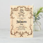 Spooky Halloween Party Gothic Skull Kaart (Staand voorkant)