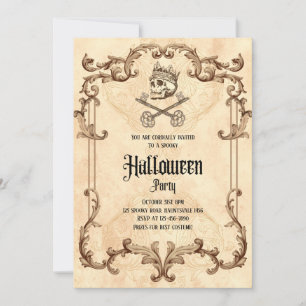 Spooky  Halloween Party Gothic Skull Kaart