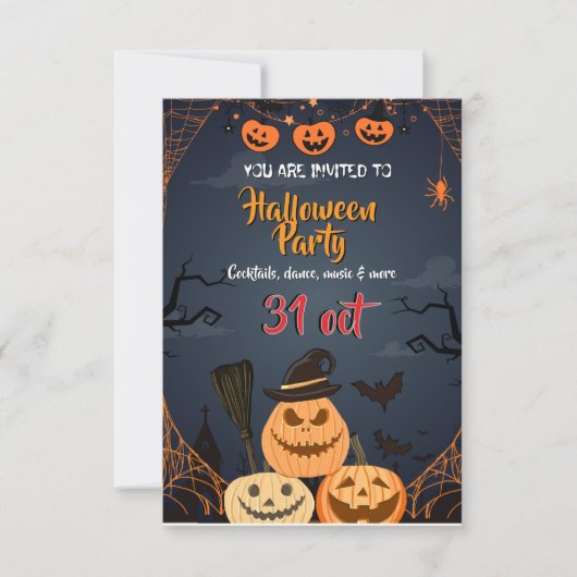 Spooky Halloween Party Invitation Bedankkaart (Voorkant)