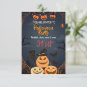 Spooky Halloween Party Invitation Bedankkaart (Staand voorkant)