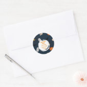 Spooky Halloween Party Invitation Blauw Ronde Sticker (Envelop)