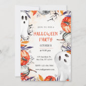 Spooky Halloween Party Invitation Ghost Pumpkin Kaart (Voorkant)
