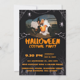 Spooky Halloween Party Invitation – Ghosts & Bats Kaart