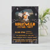 Spooky Halloween Party Invitation – Ghosts & Bats Kaart (Staand voorkant)