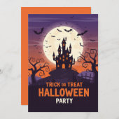 Spooky Halloween Party Invitation Kaart (Voorkant / Achterkant)