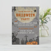 Spooky Halloween Party Invitation Kaart (Staand voorkant)